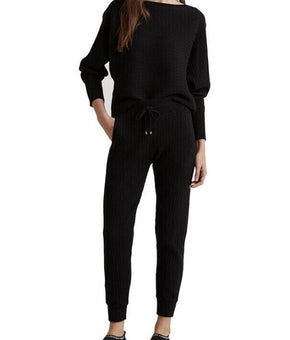 Lauren Ralph Lauren Women's Cable-Knit Jogger Pant Black Size L MSRP $145