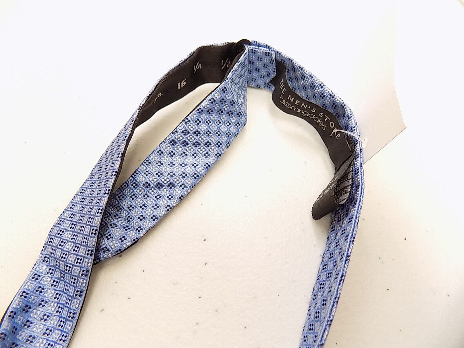 Bloomingdale's Micro Square Neat Self-Tie Bow Tie Blue Silk MSRP $59