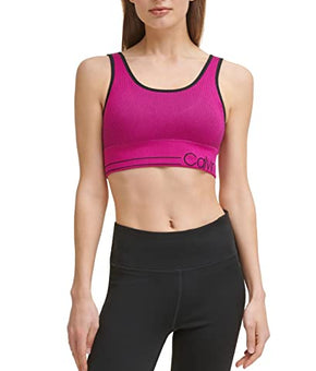 Calvin Klein Womens Performance Seamless Ribbed Medium Impact Sports Bra Small