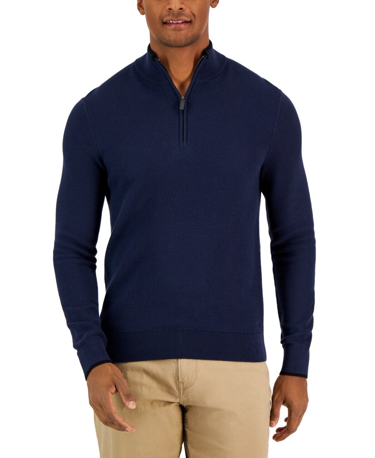 Michael Kors Men's Textured Quarter-Zip Sweater Navy Blue Size XXL MSRP $128