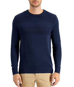 Club Room Mens 100% Cotton Ribbed Trim Sweater Navy Size XL