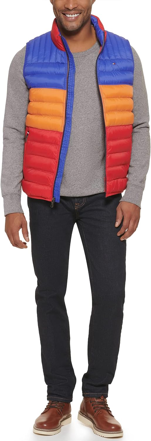 Tommy Hilfiger Men Lightweight Ultra Loft Quilted Puffer Vest British Tan, Large