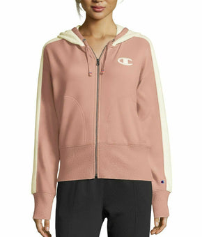 Champion Women's Heritage Herringbone Zip Knit Hoodie Pink Size L