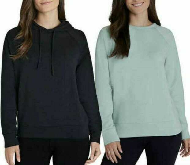 Eddie Bauer Ladies' Crewneck & Hoodie, 2-pack, Green Navy Size L