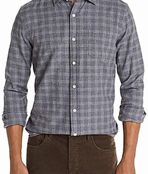 Bloomingdale's the men's store Shirt Plaid Print Classic Button Up gray Size XL