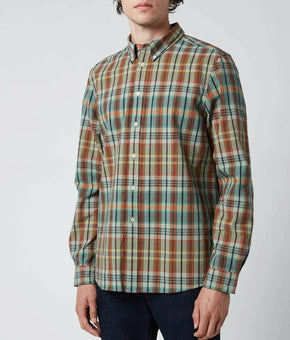 Paul Smith Men's Long Sleeve Plaid Shirt multi green Size S MSRP $175