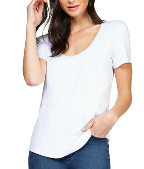 Black Tape Women Scoop-Neck T-Shirt White Size S