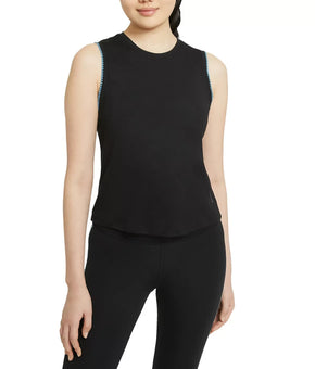 Nike Women's Crochet-Trimmed Yoga Tank Top Black Size XL MSRP $40.