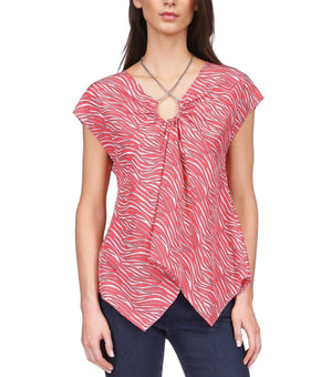 Michael Michael Kors Women Zebra Chain Handkerchief-HemTop Red Size XS MSRP $120