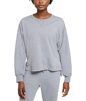 Nike Women's Yoga French Terry Long Sleeve Top, Particle Grey, Size S