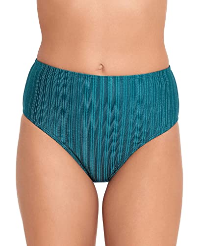 Salt + Cove Womens Swimwear Shiny Seersucker High Waist Swim Bottom Blue Size L
