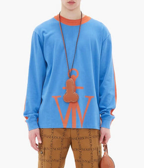 JW ANDERSON Men's Anchor tee top Long sleeve Blue Orange Size L MSRP $190