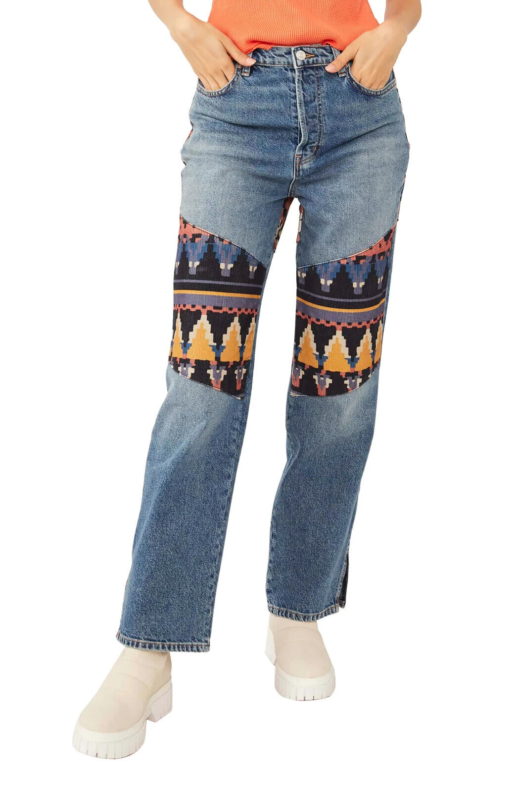 Free People Womens Rocky Mountain Straight Leg Jeans Blue Size 26 MSRP $178