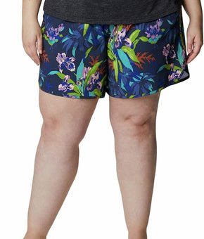 Columbia Womens Plus Bogata Bay Printed Stretch Shorts Blue Size 2X MSRP $65