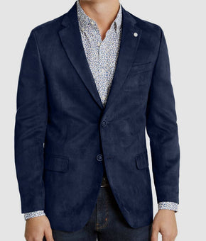 Nautica Men's Modern-Fit Faux-Suede Sport Coat Blue Suede Size 48R MSRP $295