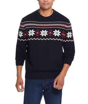 WEATHERPROOF VINTAGE Men's Snowflake Crew Neck Sweater Black Size L MSRP $80