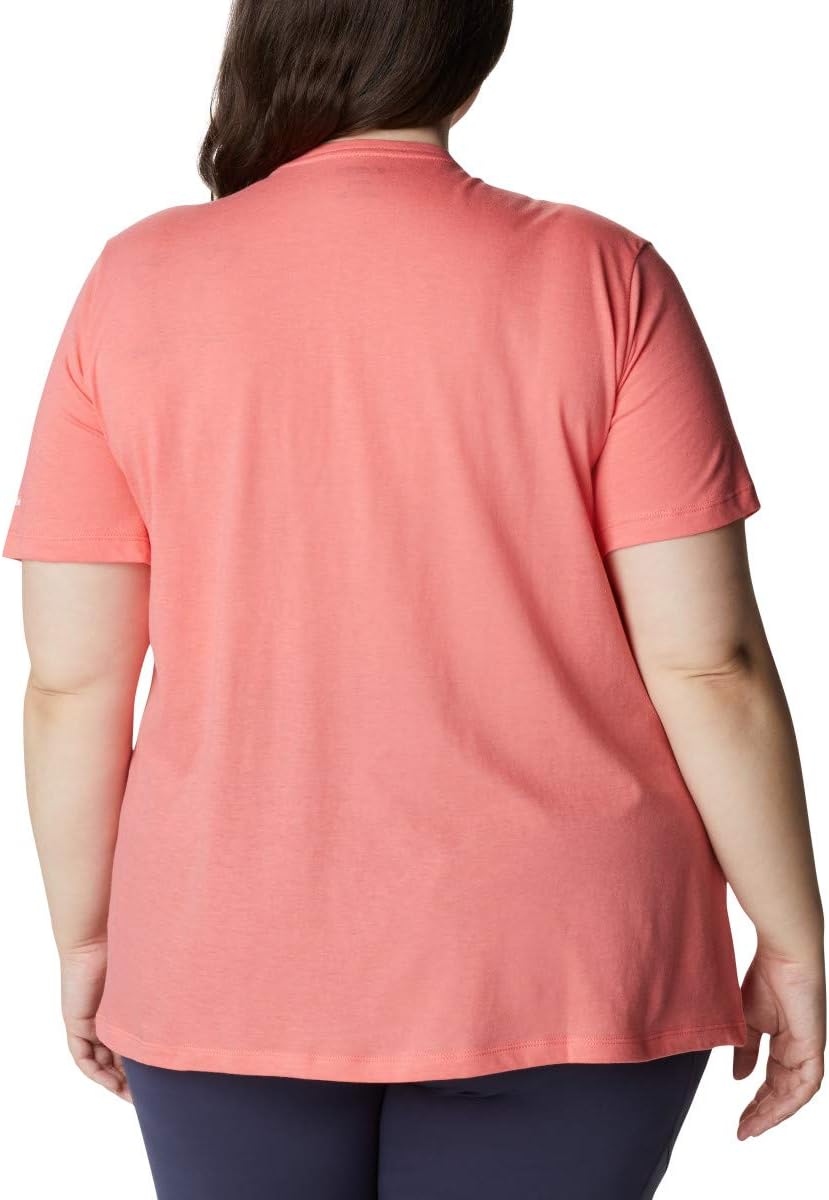 Columbia Women's Bluebird Day Relaxed Crew Neck, Salmon Heathe, Plus Size 1X