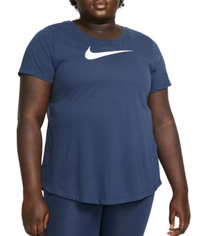 Nike Women's Dri-fit Plus Size Logo Training Top Blue 1X