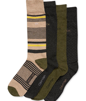 Calvin Klein Men's 4 Pk Crew Dress Socks Brown Size Regular
