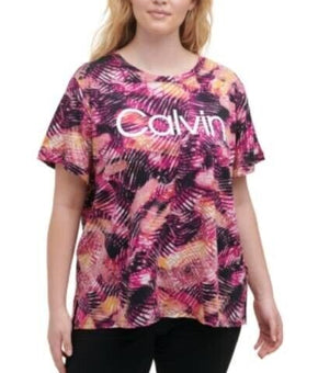 Calvin Klein womens plus Performance Printed T-Shirt black Size 1X MSRP $50