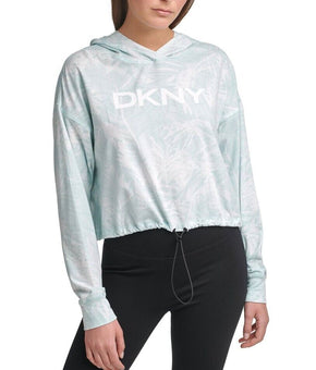 Dkny Womens Sport Pixel Printed Drawstring-Waist Hoodie Blue Size M MSRP $50
