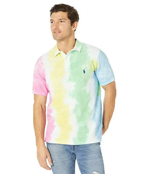 Polo Ralph Lauren Classic Fit Tie-Dye Mesh Polo Shirt Yellow Green Size L $110
