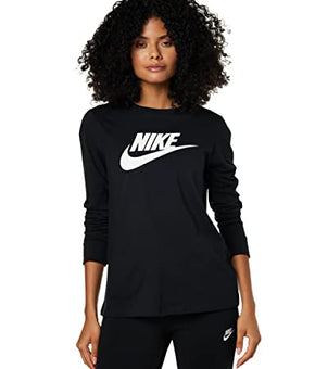 Nike W NSW Tee Essntl Ls Icon FTR T Shirts Women Black - Size M