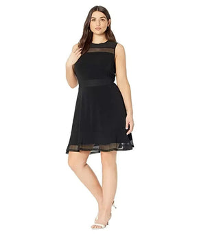 MICHAEL KORS Plus Size 1X Mesh Fit & Flare Dress Black MSRP $125