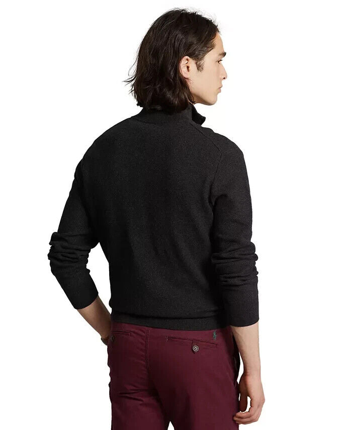 Polo Ralph Lauren Men'sMesh-Knit Cotton Sweater Dark Gray Heather Size S $138