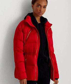 Lauren Ralph Lauren Satin Down Jacket (Small, Red) Retail $295