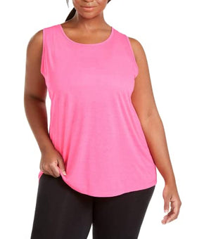 Ideology Plus Size Mesh-Inset Tank Top Haute Pink Size XL