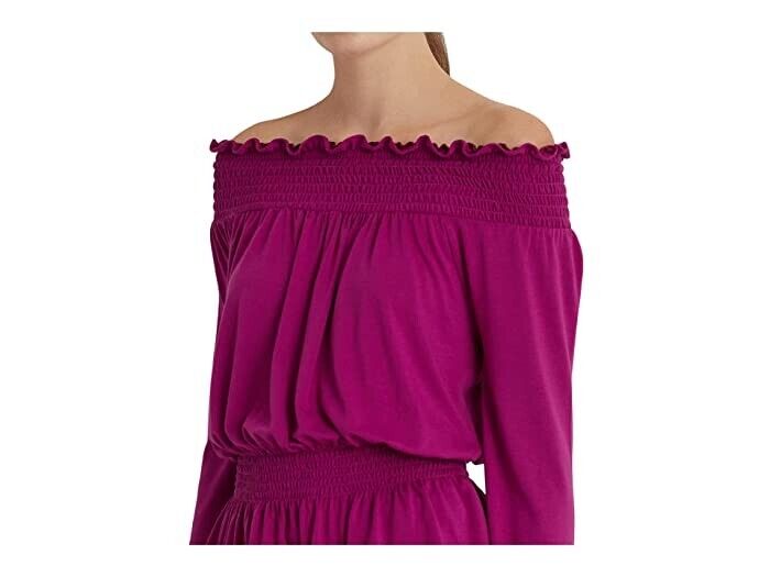 LAUREN Ralph Lauren Petite Jersey Off-the-Shoulder Top Purple Size PL MSRP $80