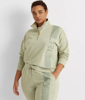 LAUREN Ralph Lauren Plus Size 2X French Terry 1/4 Zip Sweatshirt Green MSRP $135