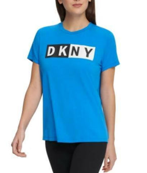 DKNY Women's Sport Colorblocked-Logo T-Shirt Blue Size M MSRP$39
