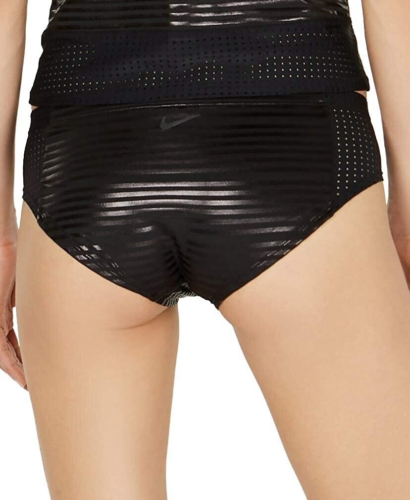 Nike Womens Shine Stripe Hipster Bikini Bottoms X-Large Black
