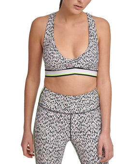 DKNY womens Sport Printed Low-Impact Sports Bra, Plexi, Size XS