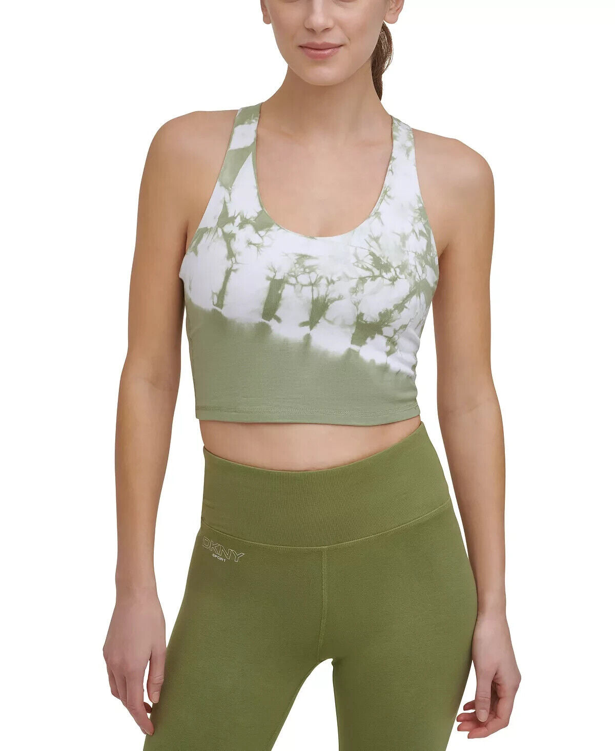 Dkny Sport Women's Tie-Dyed Long-Line Sports Bra Green Size S MSRP $45