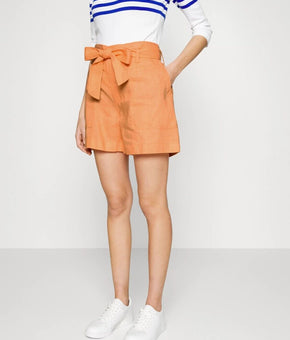 Lauren Ralph Lauren Belted Linen Shorts Poppy Orange Size 8 MSRP $80