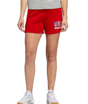 ADIDAS Women's Americana Drawstring Shorts Red Size M