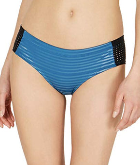 Nike Shine Stripe Hipster Bikini Swimwear Bottoms Pants Small Green Abyss Blue