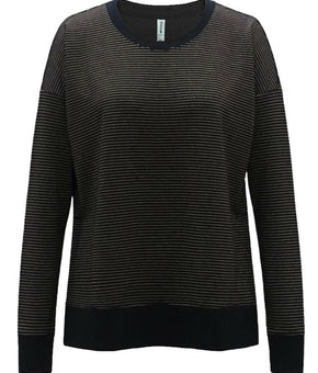 Ideology Metallic-Stripe Sweatshirt Womens Black gold stripe Size M MSRP $50