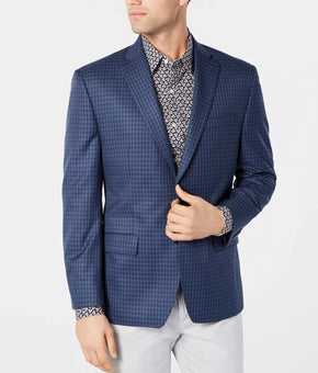 MICHAEL KORS Classic-Fit Blue/Navy Check Sport Coat Blazer Size 44R MSRP $295