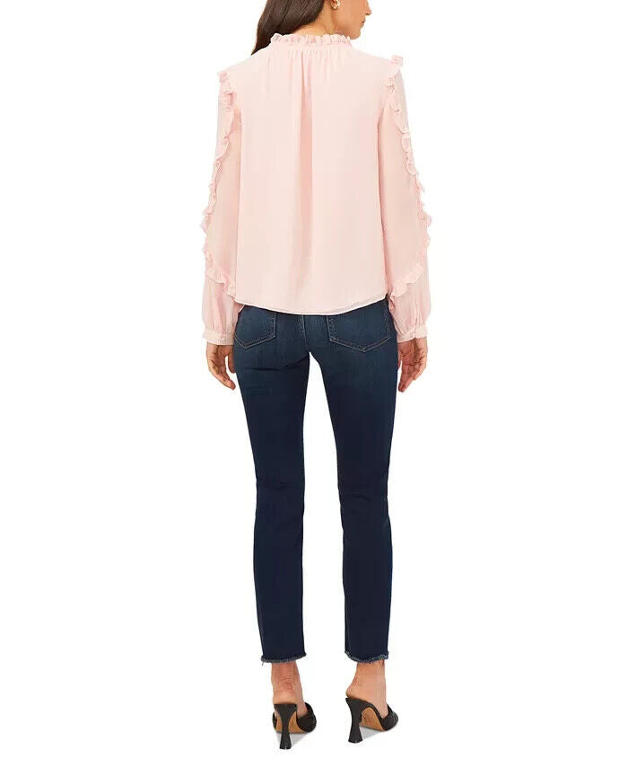 VINCE CAMUTO Ruffled-Sleeve Blouse Pink Size XL MSRP $89