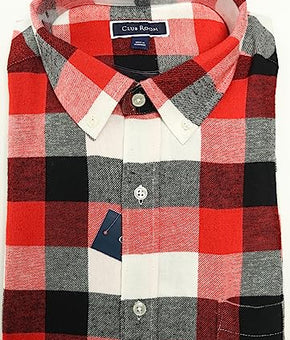 Mens Club Room Buffalo Plaid Bright Ruby Check Button Front Flannel Shirt XXL