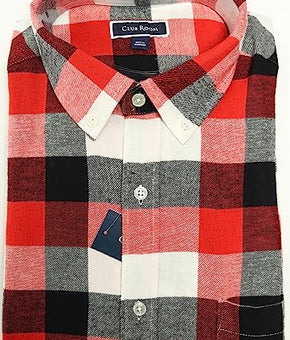 Mens Club Room Buffalo Plaid Ruby Check Button Front Flannel Shirt X-Large