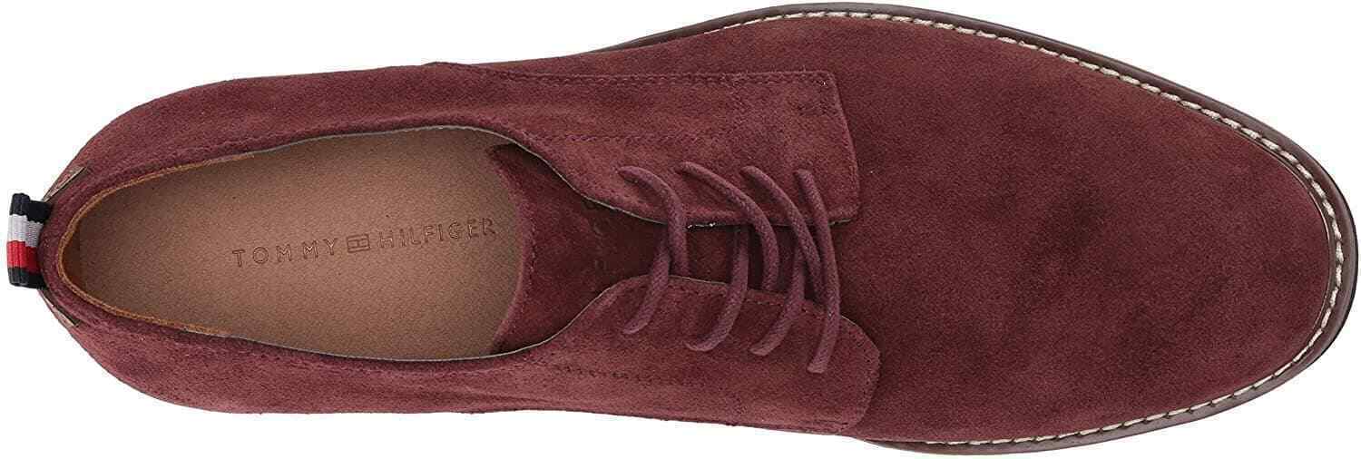 Tommy Hilfiger Men's Dark Red Suede Garson Oxfords Shoes Dark Red 8M