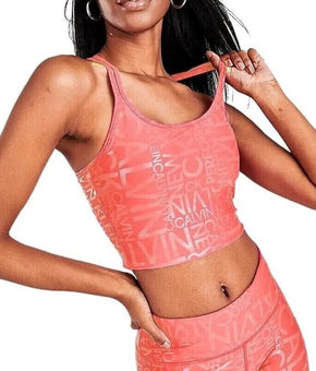 Calvin Klein Womens Printed Strappy-Back Tank Top pink Size XXL MSRP $50