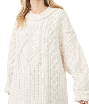 Free People Ivory Women's Leslie Cable Tunic Sweater top Size XS MSRP $168