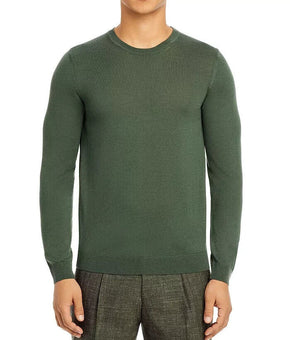 HUGO BOSS Leno-P Merino Wool Crewneck Sweater Olive Green Size XXL MSRP $158