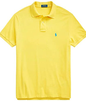 POLO RALPH LAUREN Men Custom Fit Mesh Pony Logo Shirt (L, Yellowfin)